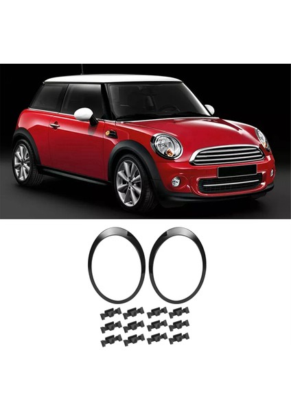 Siyah Far Trimleri Halka Çerçeveleri Kapak Çifti Mini Cooper R55 R56 2007-2015 51137149905 51137149906 51132752145 (Yurt Dışından)