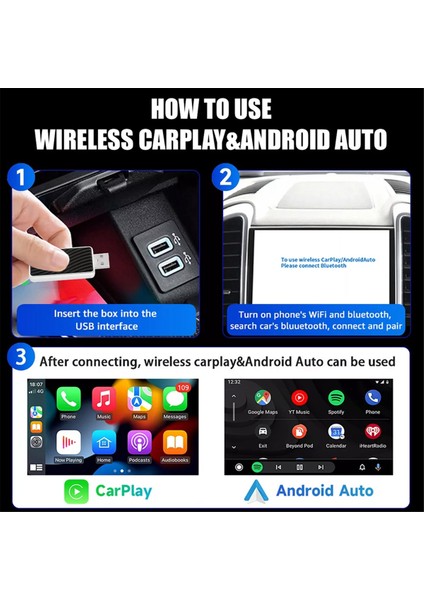 Android Auto Plug Play Için Mini USB Kablosuz Carplay Adaptörü Kabloluyu Dönüştürür (Yurt Dışından)