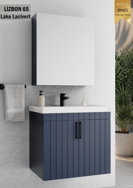 Lizbon 65 cm Lake Lacivert Banyo Dolabı