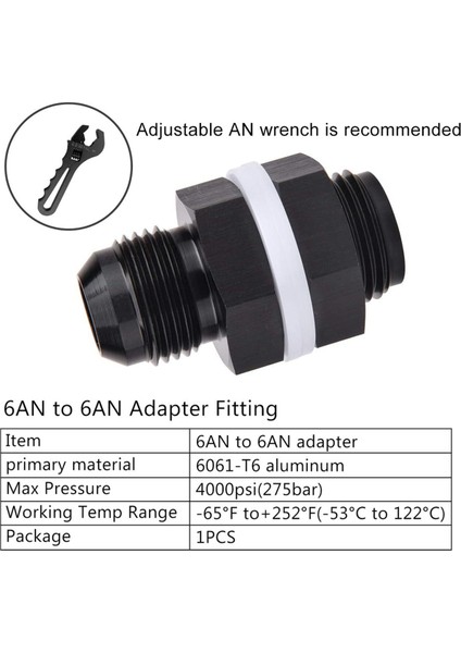 An6 Erkek Alüminyum Adaptör Yakıt Tankı Bağlantı Elemanları, Yakıt Hücresi Bölme Bağlantı Parçaları Diş 6AN Konnektörü, Kauçuk Rondelalar, Siyah (Yurt Dışından) indirimleri