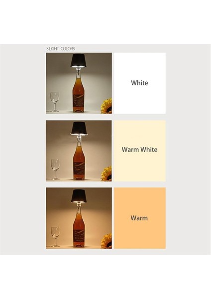 LED Şişe Işık Dokunmatik Kablosuz Masa Lambası 3 Renk Şişe Lamba Iç/dış Mekan Restoranlar ve Lar Için Beyaz (Yurt Dışından) indirimleri