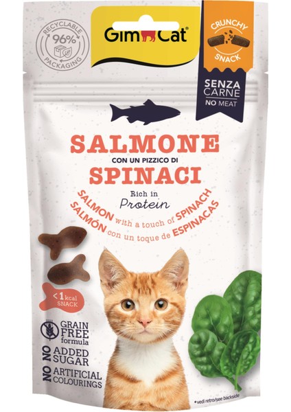 Crunchy Snacks Somonlu & Ispanaklı Tahılsız Kedi Ödülü 50 gr