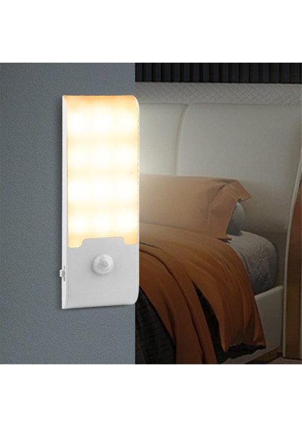 LED Indüksiyon Gece Lambası Kablosuz Hareket Sensörlü Gece Lambası Insan Vücudu Indüksiyon Duvar Lambası Yatak Odası Dolap Dekor Işığı A (Yurt Dışından)