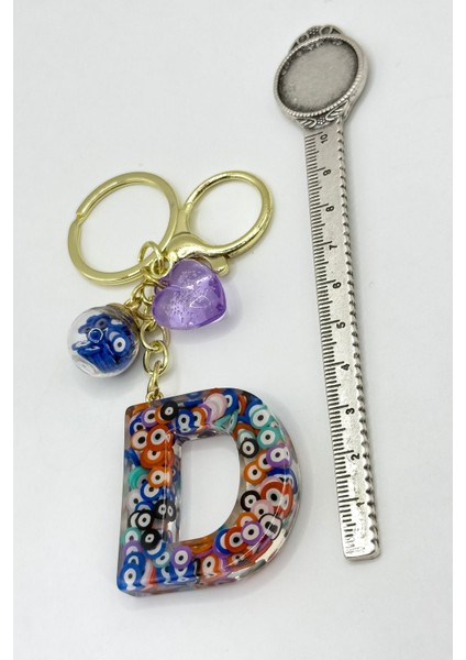 Renkli Nazar Boncuklu D Harfi Anahtarlık, El Yapımı Hediyelik Çanta Süsü fırsatları