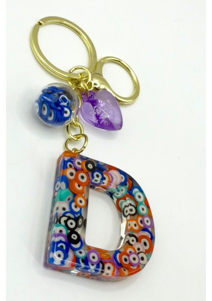 Renkli Nazar Boncuklu D Harfi Anahtarlık, El Yapımı Hediyelik Çanta Süsü indirimleri