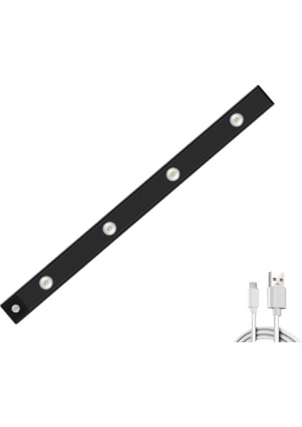LED Dolap Işığı Hareket Sensörü Kısılabilir USB Şarj Insan Vücudu Indüksiyon Yatak Odası Girişi Için, Siyah Kabuk (Yurt Dışından)