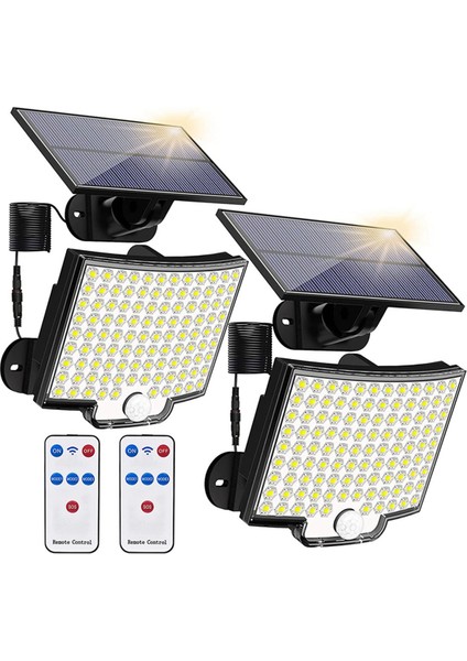 2 Takım Güneş Enerjili Dış Mekan Işıkları Hareket Sensörü IP65 Su Geçirmez Bahçe Duvar Lambası Dış Mekan Için 106 LED Güneş Projektör Işıkları (Yurt Dışından)