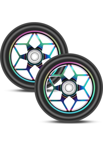 2 Adet Scooter Aksesuarları 110MM Scooter Tekerlekleri Renkli Pu Tekerlekler Rulmanlar ile Kalın Dublör Araba Tekerlekleri (Siyah) (Yurt Dışından)