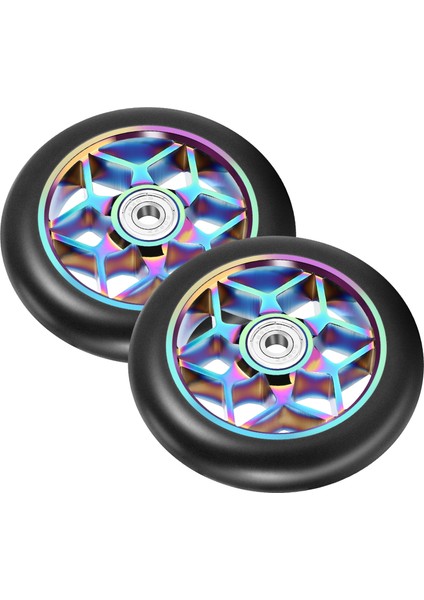 2 Adet Scooter Aksesuarları 110MM Scooter Tekerlekleri Renkli Pu Tekerlekler Rulmanlar ile Kalın Dublör Araba Tekerlekleri (Siyah) (Yurt Dışından)