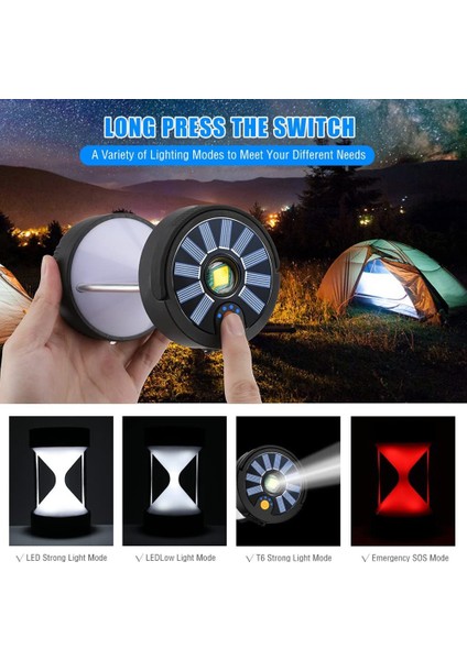 LED Kamp Feneri USB Şarj Edilebilir Kamp Lambası Açık Acil Durum Işıkları Çadır Işığı Ev Seyahat Kamp Için (Yurt Dışından)