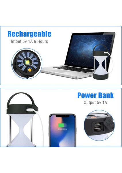 LED Kamp Feneri USB Şarj Edilebilir Kamp Lambası Açık Acil Durum Işıkları Çadır Işığı Ev Seyahat Kamp Için (Yurt Dışından)
