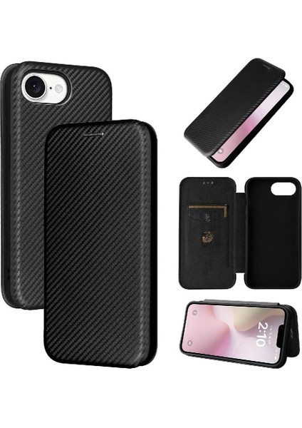 IPhone 16E Tam Koruma Manyetik Karbon Fiber Kart Için Flip Case (Yurt Dışından)