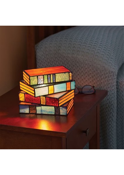 2 Adet Kitap Işığı Yenilik LED Gece Lambası Taşınabilir Vitray Masa Lambası Kitap Lambası Kağıt Fener Ev Dekor Için (Yurt Dışından)