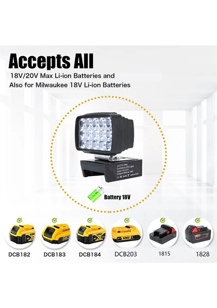 18V Pil Için Kablosuz LED Çalışma Işığı El Tipi Beyaz LED Lamba Iç ve Dış Mekan Için (Yurt Dışından)