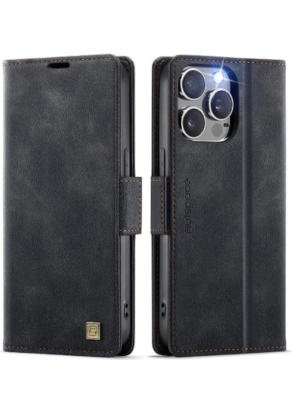 IPhone 15 Pro Flip Case Clsssic Tarzı Rfid Engelleme Ince ile Uyumlu (Yurt Dışından)