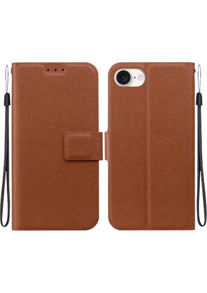 Toka Saf Renk Pu Deri ile IPhone 16E Kickstand Için Flip Case (Yurt Dışından)