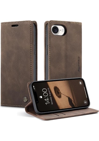 IPhone 16E Manyetik Kapatma Darbeye Dayanıklı Vintage Pu Deri Için Flip Case (Yurt Dışından)