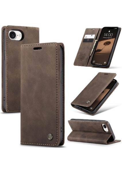 IPhone 16E Manyetik Kapatma Darbeye Dayanıklı Vintage Pu Deri Için Flip Case (Yurt Dışından)