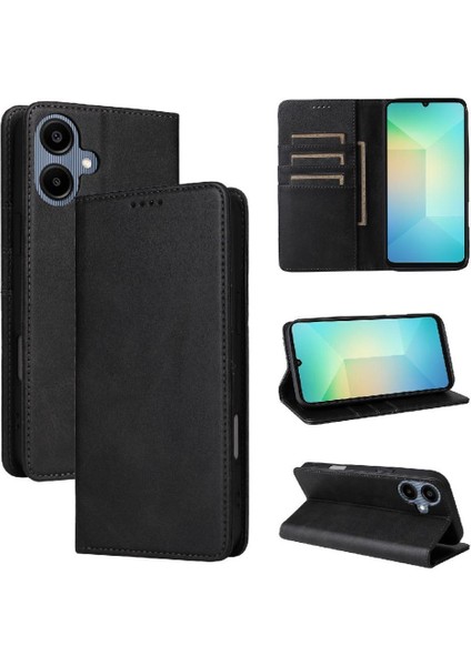 Galaxy A06 Pu Deri Kart Yuvası Saf Renk Rfıd Için Flip Case (Yurt Dışından)