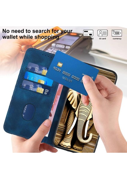 IPhone 16E Geometrik Desen Manyetik Kart Tutucu Pu Deri Için Flip Case (Yurt Dışından)