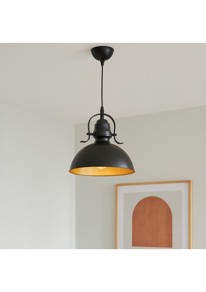 Metal Sıvama Tekli Sarkıt - Siyah - 30 cm