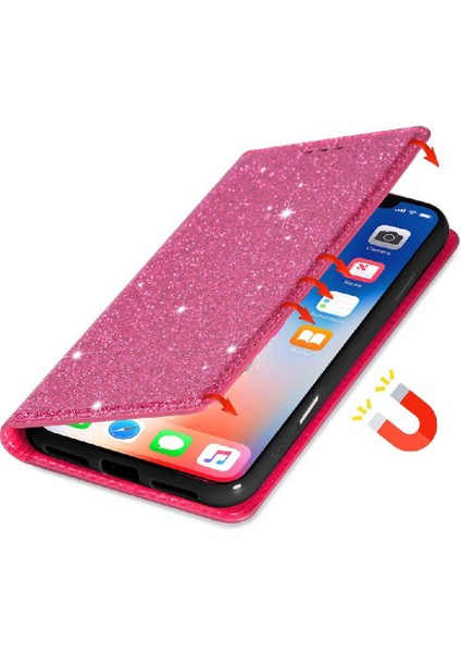 Glitter Flip Case Için IPhone 16E Flip Case Cüzdan Pu Deri Kart Tutucu (Yurt Dışından)