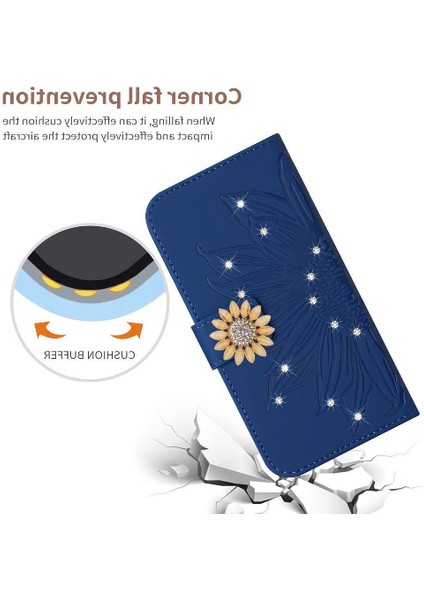 Bir ile IPhone 16E Deri Cüzdan Kickstand Koruyucu Ayçiçeği Için Kılıf (Yurt Dışından)