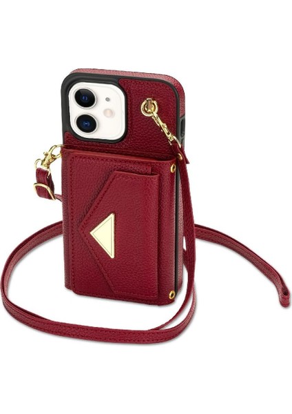 IPhone 12 Akordeon Kart Cüzdan Kılıf Crossbody Kayış Pu ile Uyumlu (Yurt Dışından)