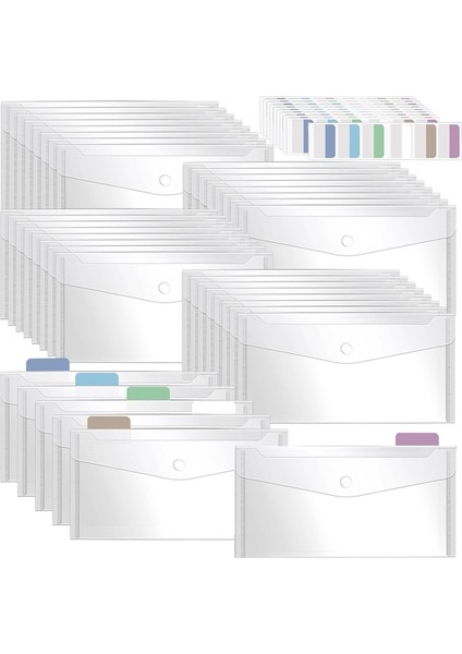 40 Paket 5 x 10 Inç Çıtçıtlı Şeffaf Plastik Zarflar, Tekrar Kullanılabilir Plastik Kalem Kesesi Para Zarfları (Yurt Dışından)