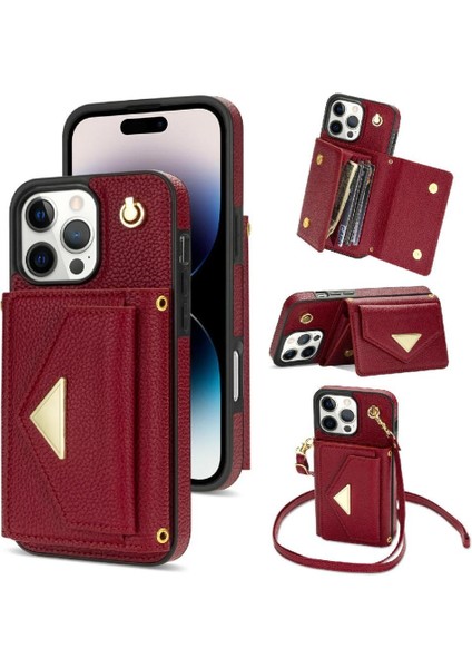 IPhone 16 Pro Max Akordeon Kart Cüzdan Kılıf Manyetik Pu ile Uyumlu (Yurt Dışından)