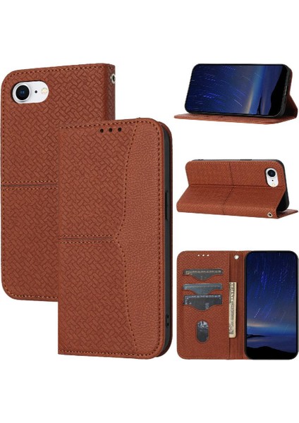 IPhone 16E Pu Deri Kapak Kredi Kartı Tutucu Flip Folio Kitap Için Kılıf (Yurt Dışından)