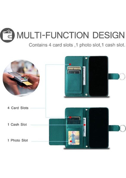 IPhone 13 Pro Manyetik Koruyucu Bilek Kayışı Kart Yuvaları Pu Için Flip Case (Yurt Dışından)