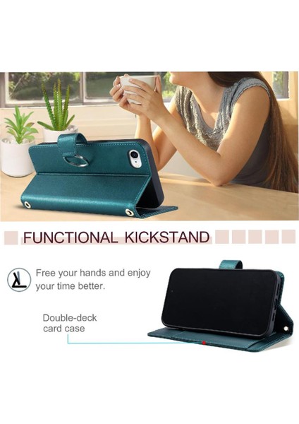 IPhone 13 Pro Manyetik Koruyucu Bilek Kayışı Kart Yuvaları Pu Için Flip Case (Yurt Dışından)