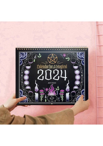 2024 Takvimi Büyülü, Zaman Planlama Duvar Dekoru Siyah Büyülü Cadı Duvar Takvimi Büyülü Günlük Program Kağıdı (Yurt Dışından)