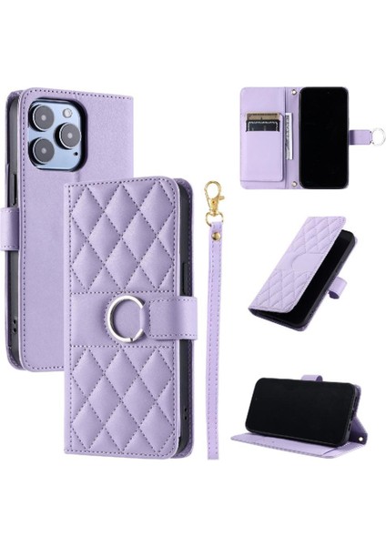 IPhone 14 Pro Max Bilek Kayışı Pu Deri Kart Yuvaları Tutucu Için Flip Case (Yurt Dışından)
