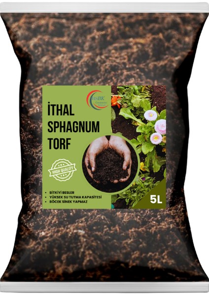 Premium Bitki Toprağı 5l - Ts1 Sphagnum Torf, Böcek Yapmaz, Yüksek Su Tutucu