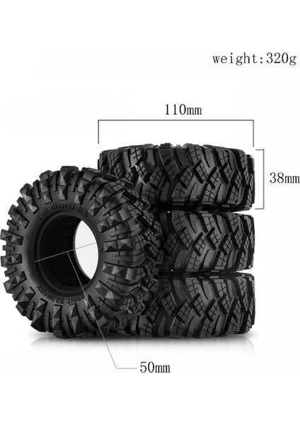 4 Adet Kauçuk Tekerlek Lastiği 1/10 Rc Paletli Araba Eksenel SCX10 90046 Axaıl Wraith Traxxas Trx4 (Yurt Dışından)