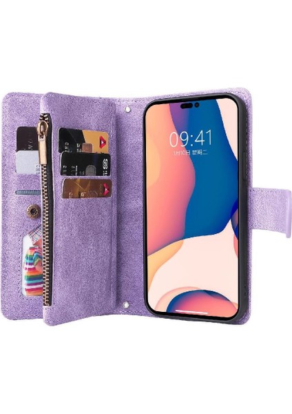 IPhone 14 Pro Max Uzun Kayış Kart Yuvaları Manyetik Kapatma ile Uyumlu (Yurt Dışından)