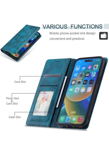 IPhone 15 Pro Max Kart Yuvaları Tutucu Pu Deri Ince Cüzdan Için Flip Case (Yurt Dışından)
