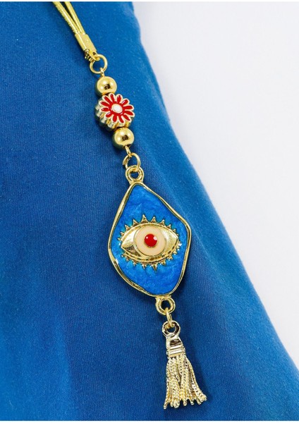 Mavi Kırmızı Renkli Nazar Boncuğu Araba Dikiz Ayna Süsü, Yeni Araba Süsü