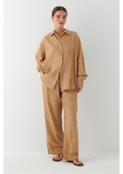 Gömlek Pantolon Takım Camel modelleri