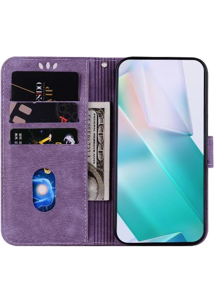 IPhone 16E Kart Cep Flip Folio Kabartmalı Sevimli Kaplan Tutucu Için Kılıf (Yurt Dışından)