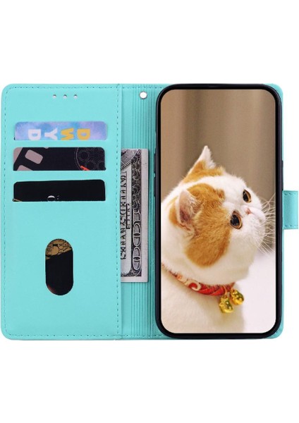 IPhone 16E Kedi Rfıd Deri Cüzdan Kart Yuvası Tutucu Için Flip Case (Yurt Dışından)