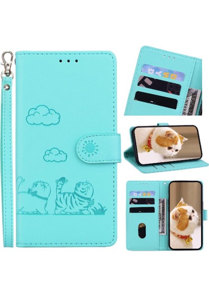 IPhone 16E Kedi Rfıd Deri Cüzdan Kart Yuvası Tutucu Için Flip Case (Yurt Dışından)