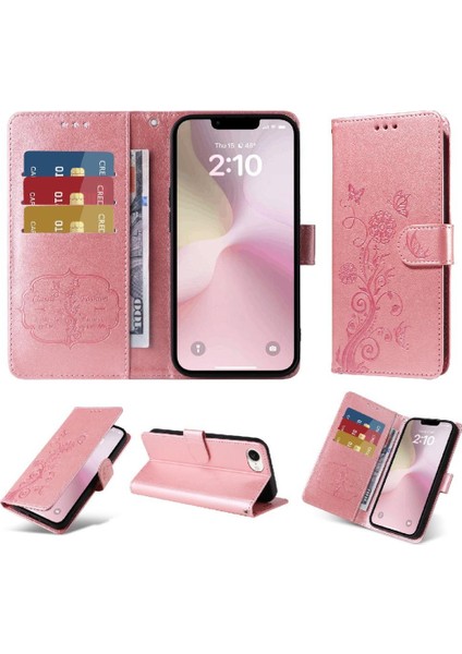 IPhone 16E Kart Yuvaları Flip Deri Çiçek Için Flip Case (Yurt Dışından)