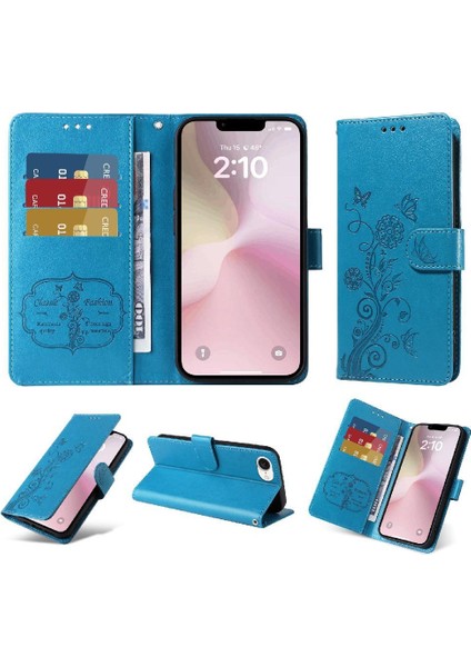 IPhone 16E Kart Yuvaları Flip Deri Çiçek Için Flip Case (Yurt Dışından)