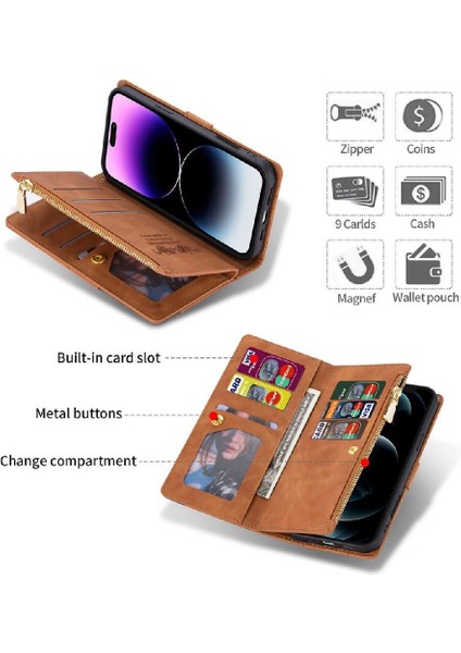 IPhone 16E Manyetik Kapatma Kickstand 5 Kart Sahipleri Için Cüzdan Kılıf (Yurt Dışından)