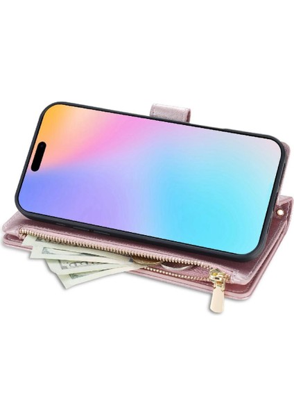 IPhone 16E Kickstand Bilek Kayışı Crossbody Için Fermuarlı Cep Telefonu Kılıfı (Yurt Dışından)