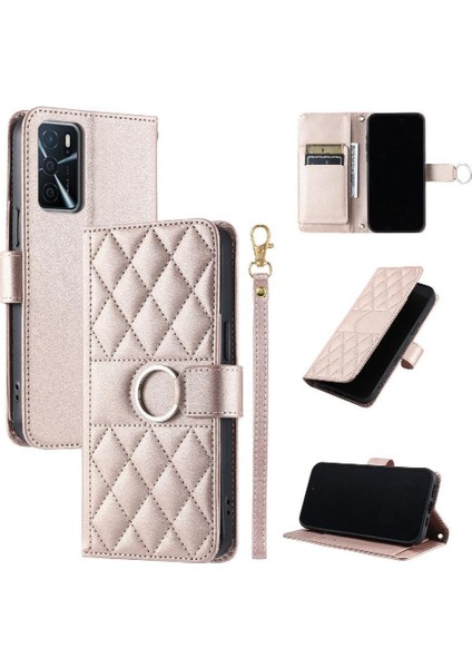 Oppo A56 Bilek Kayışı Pu Deri Manyetik Koruyucu Kart Için Flip Case (Yurt Dışından)