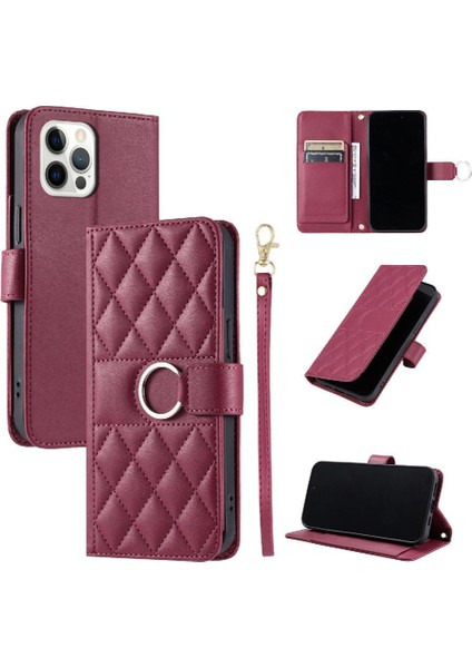 IPhone 12 Pro Manyetik Bilek Kayışı Kart Yuvaları Tutucu Pu Için Flip Case (Yurt Dışından)